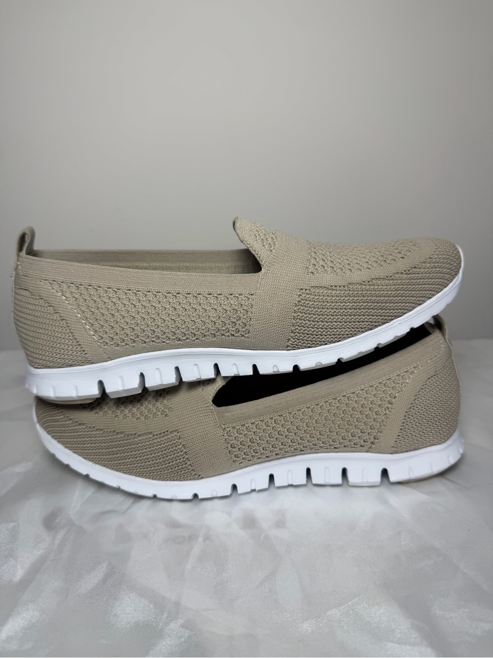 Cole Haan Beige Slip-On Knit with White Sole